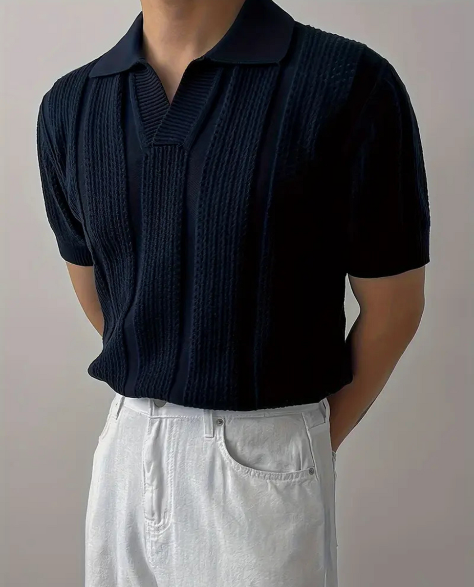 Capri Textured Knit Polo – Arveilo